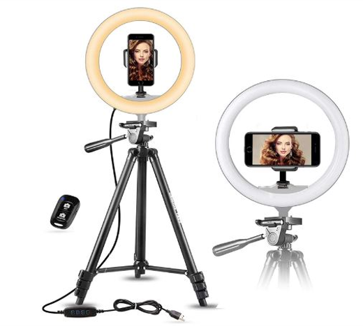 12 Selfie Ring Light with Extendable Tripod Stand &amp; Flexible Phone Holder for Live Stream