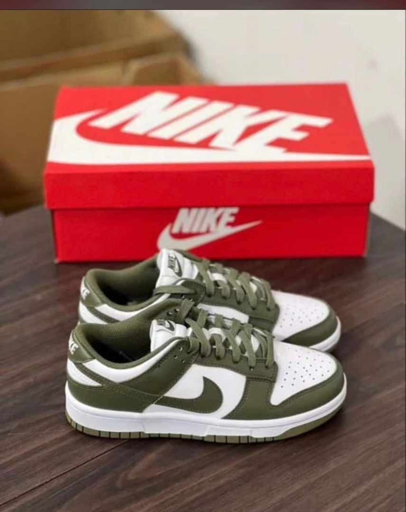 nike dunk low women olive green white